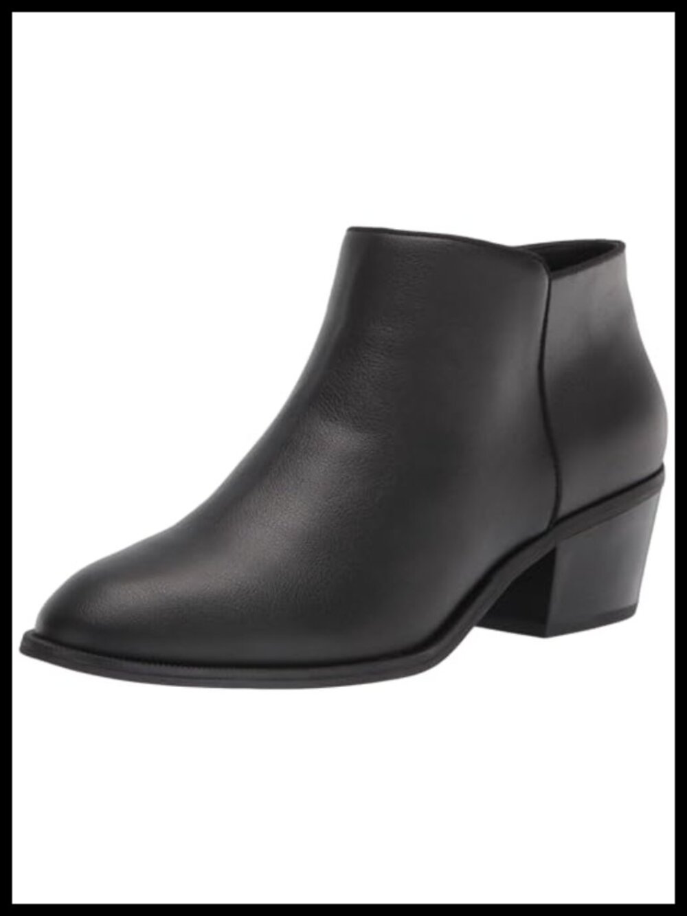 Faux Leather Ankle Boots Memory Foam Side Zipper Stacked Block Heel